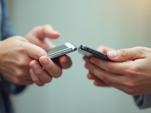 Person exchanging an old phone for a new one, symbolizing the trade-in process